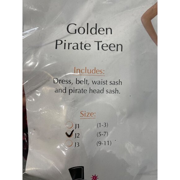 Golden Pirate Teen Costume J2 Size 5-7 Magik KoolTeens Red Gold Halloween NEW - Picture 3 of 6